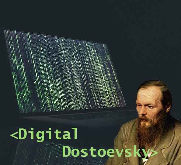 Portrait of Dostoevsky laid over computer code